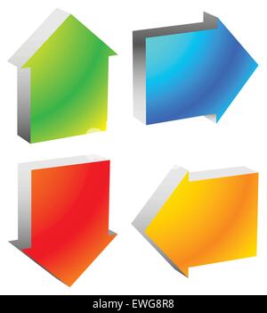 Bunte Fett Pfeilsymbole. Pfeile in jede Richtung. Oben Sie links, rechts, nach unten weisenden Pfeil. (Vektor) Stock Vektor
