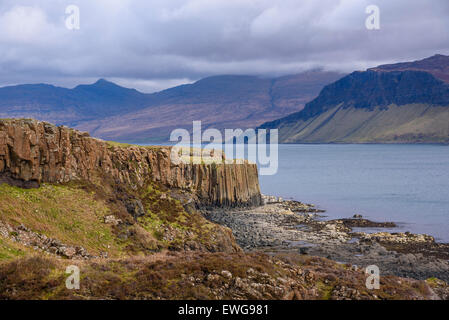 Basaltsäulen, Felsformation, Klippen auf Insel Ulva, Hebriden, Argyll and Bute, Scotland Stockfoto