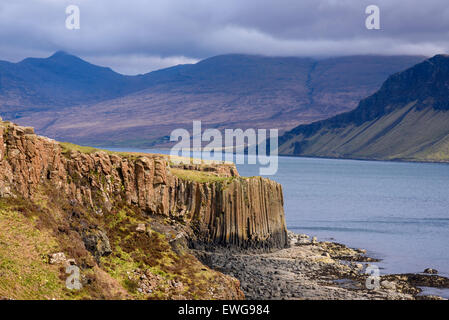 Basaltsäulen, Felsformation, Klippen auf Insel Ulva, Hebriden, Argyll and Bute, Scotland Stockfoto