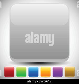 Satz von leeren glänzend quadratische Tasten, quadratische Symbole. Vektor. Stock Vektor