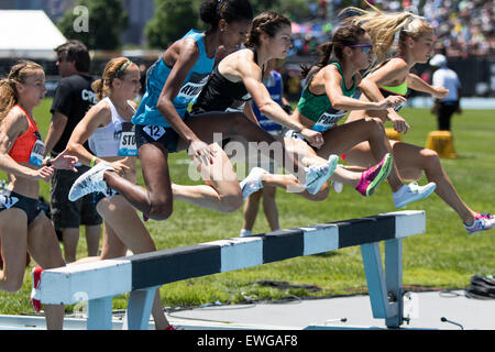 Frauen 3000m Hindernis beim 2015 Adidas NYC Diamond League Grand Prix Stockfoto