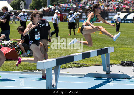 Frauen 3000m Hindernis beim 2015 Adidas NYC Diamond League Grand Prix Stockfoto