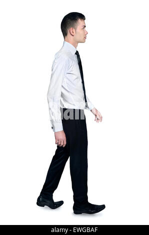 Isolierte junger Geschäftsmann zu Fuß Stockfoto