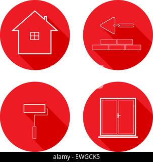Flache Symbole Linie Wohnungsbau. Vektor-Illustration. Stock Vektor