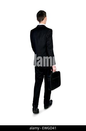 Isolierte Geschäftsmann zu Fuß Rückansicht Stockfoto