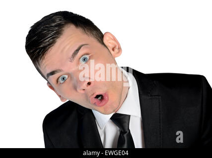 Isolierte Geschäftsmann erstaunt Gesicht Stockfoto