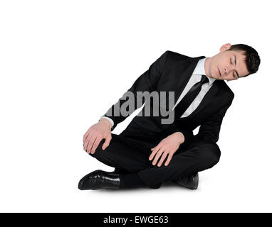 Isolierte Geschäft Mann schlafen sitzen Stockfoto