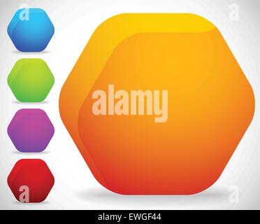 Leere achteckige Formen, Button, Abzeichen Hintergründe mit glatten Verlaufsfüllungen und leichten Höhepunkt. Stock Vektor