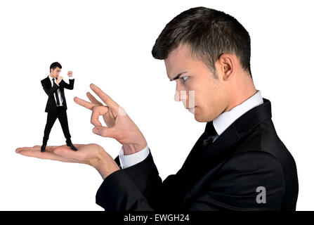 Isolierte Geschäft Mann Finger spiegeln auf Männlein Stockfoto