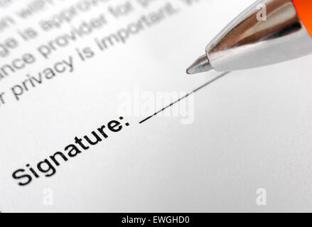 Anwendung schließen Signatur ausfüllen Stockfoto
