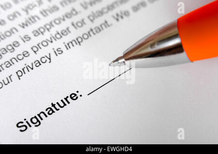 Anwendung schließen Signatur ausfüllen Stockfoto