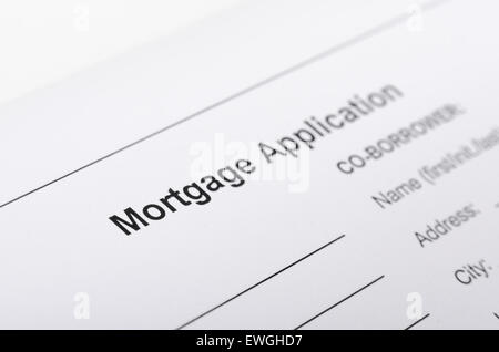 Füllen Sie Hypothekenantrag hautnah Stockfoto