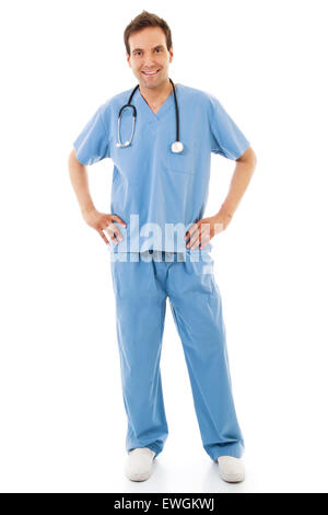 Abbildung des männlichen Mitarbeiter isoliert auf weißem Hintergrund Stockfoto