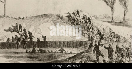 Die 23. Indiana und 45. Illinois Regimenter aufladen Fort Hill nach der Explosion der Mine 25. Juni 1863, bei der Belagerung von Vicksburg Stockfoto