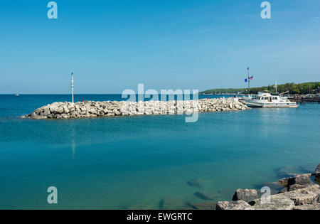 Wisconsin, Door County, Sister Bay Harbor marina Stockfoto