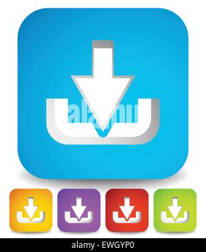 Download-Symbol Schneiden in abgerundeten Quadrate mit weißem Hintergrund, Vektor. Stock Vektor