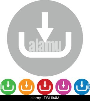Download-Button, Symbol herunterladen. Nach unten zeigenden Pfeil eine Festplatte, Vektor Stock Vektor