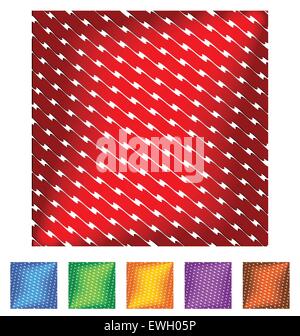 Quadrate mit diagonalen wellig, Zick-Zack-Streifen geschnitten in ihnen. Rot, blau, gelb, lila und braun Farben enthalten. Vektor. Stock Vektor