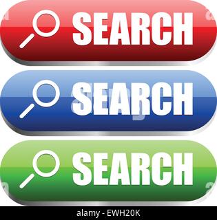 Search-Tasten in verschiedenen Farben Stock Vektor
