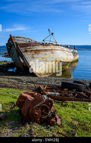 Wracks der Angelboote/Fischerboote in der Nähe von Salen, Isle of Mull, Hebriden, Argyll and Bute, Scotland Stockfoto