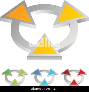 Helle abstrakte Emblem - Pfeilspitzen auf Zentrum, Strahlung Kleeblatt Stock Vektor