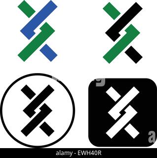 Verschlungenen Formen. Zeichenfolge, DNA-Strang oder Helix. Einfache Symbole. Stock Vektor