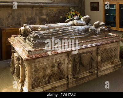 UK, Derbyshire, Tideswell, Kirche Bower Kapelle Bildnisse von Sir Thurstan und Lady Margaret de Bower Stockfoto