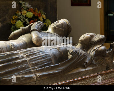 UK, Derbyshire, Tideswell, Kirche Bower Kapelle Bildnisse von Sir Thurstan und Lady Margaret de Bower Stockfoto