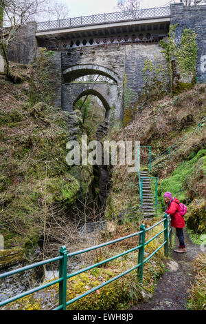 Die drei Brücken, Teufelsbrücke, Rheidol Tal, Ceredigion, Wales Stockfoto