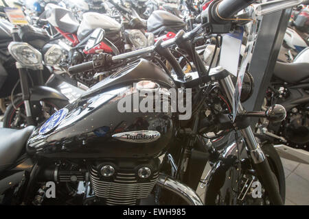 Triumph Thunderbird Storm und andere Motorräder zum Verkauf an einem Motorrad-Vertragshändler in Sydney, new South Wales, Australien Stockfoto