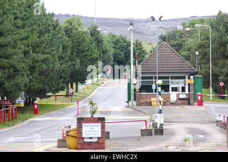 Der Eingang zum Thoresby Colliery in Nottinghamshire. Durch UK Coal besessen, Thoresby Colliery wird in Kürze die Produktion im Jahr 2015 einzustellen. Stockfoto