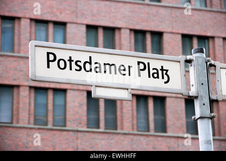 Potsdamer Platz Zeichen in Berlin, Deutschland Stockfoto