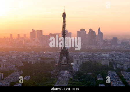 Blick auf den Eiffelturm und die Skyline von Paris, Frankreich Stockfoto