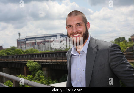 13. Juni 2015: Indianapolis Colts Outside Linebacker Bjoern Werner in der Innenstadt von Indianapolis, Indiana. Foto: Chris Bergin/dpa Stockfoto