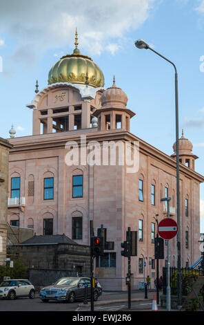 Die neue Glasgow Central Singh Sabha Gurdwara in Berkeley Street, derzeit im Bau. Diese Rückansicht zeigt die Kuppel. Stockfoto