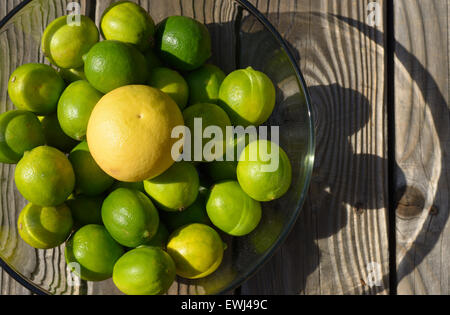 Gelbe Grapefruit und Grünen Limetten Stockfoto