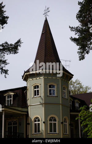 Eine alte Holz-, Jugendstil Villa am Meer in Jurmala eine lettische Resort Stadt am Golf von Riga an der Ostsee Küste, Republik Lettland Stockfoto