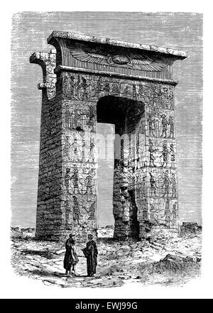 Antikes Ägypten Archäologie, Gravur Mitte 800 von Karnak Tempel Ruinen Stockfoto