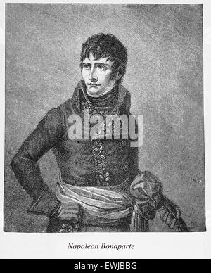 Gravur/Porträt von Napoleon Bonaparte: militärischer Stratege und politischer Führer, stieg zum Vorsprung während der französischen Revolution und fuhr fort, die meisten von kontinentalem Europa im frühen 19. Jahrhundert erobern immer Napoleon i., Kaiser der Franzosen Stockfoto
