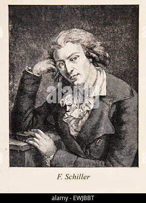 Gravur/Porträt von Johann Christoph Friedrich von Schiller: Deutsch 19. Jahrhundert Dichter, Philosoph, Historiker und Dramatiker; eine der bekanntesten Figuren in der deutschen Literatur Stockfoto