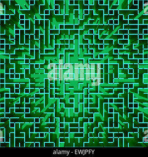 3D Render des abstrakten Hi-Tech matrixartige geometrischen Hintergrund Stockfoto