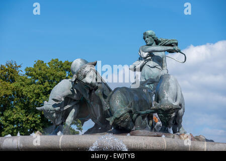 Gefion Fountain in Kopenhagen, Dänemark.  Die Statue wurde vom dänischen Künstler Anders Bundgaard entworfen. Stockfoto