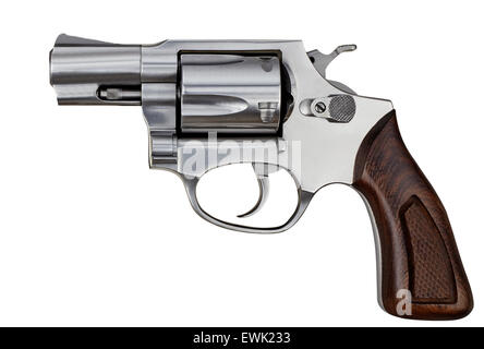 Pistole Revolver Pistole Waffe Isolated On White Background Stockfoto