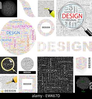 Design. Wort-Wolke-Abbildung. WordCloud Collage. Konzept-Darstellung. Stock Vektor