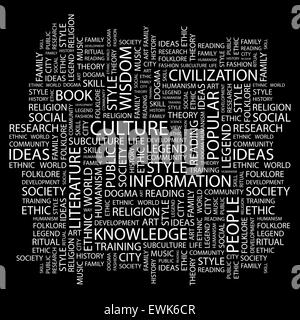 KULTUR. Wort-Wolke-Abbildung. Tag Cloud-Konzept Collage. Stock Vektor