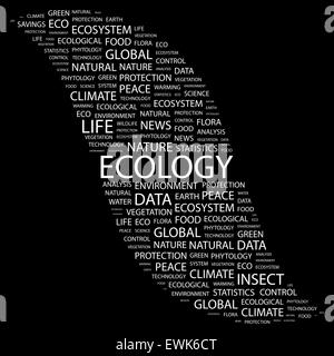 ÖKOLOGIE. Hintergrund-Konzept Wordcloud Illustration. Drucken Sie Konzept-Wortwolke. Grafik-Collage. Stock Vektor