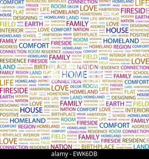 ZU HAUSE. Wort-Wolke-Konzept-Darstellung. WordCloud Collage. Stock Vektor