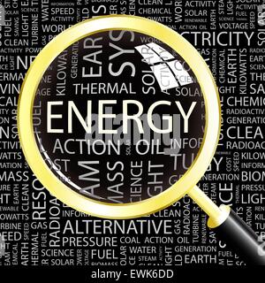 ENERGIE. Wort-Wolke-Abbildung. Tag Cloud-Konzept Collage. Stock Vektor