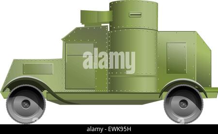 Vintage und Retro-Panzerwagen isoliert auf weiss Stock Vektor