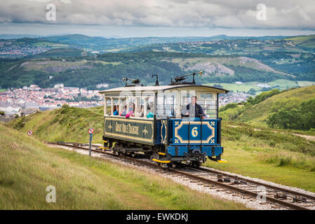 Straßenbahn. Großes Orme Straßenbahn Llandudno.Clwyd Nordwales Stockfoto